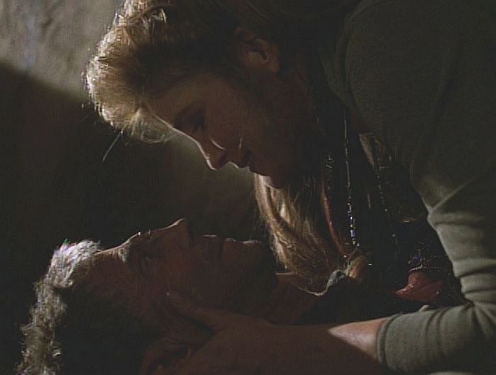 Janeway says goodbye to Caylem as he is dying