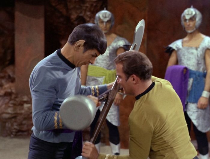 Spock and Kirk fight with lirpa